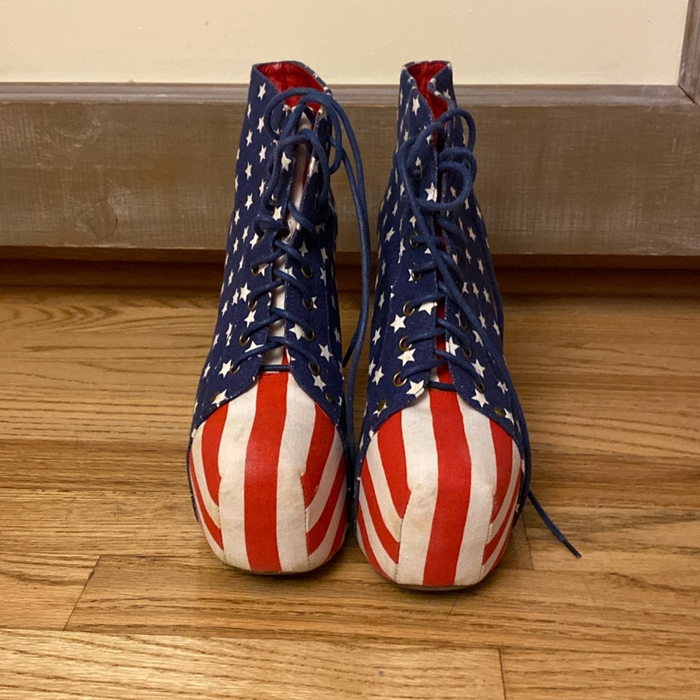 Patriotic, Jeffrey Campbell platform booties